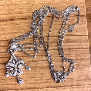 Diamonique Victorian Style Sterling Silver Necklace